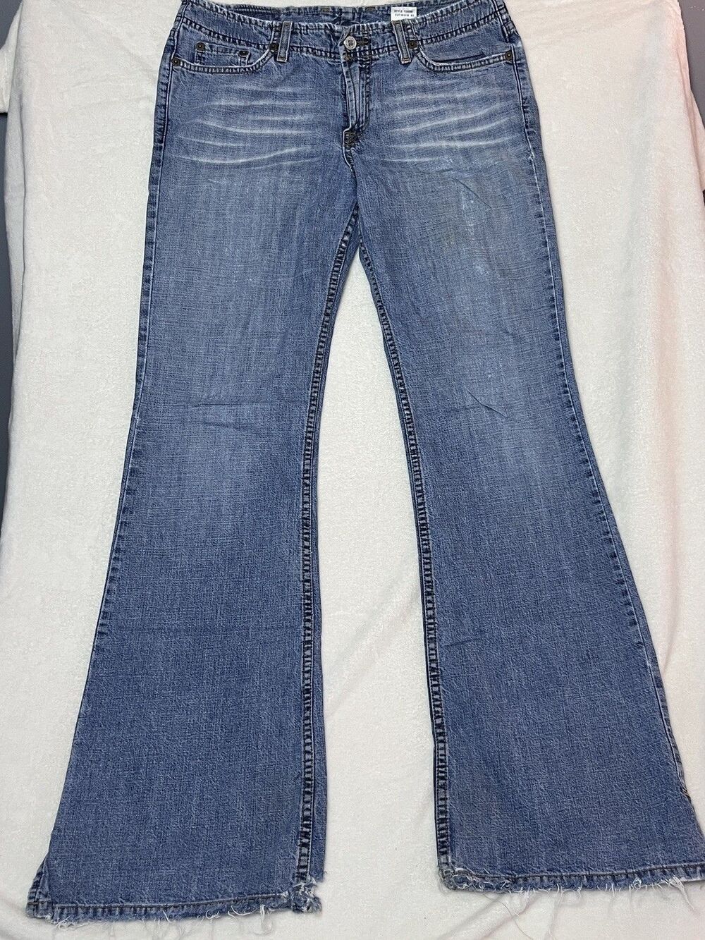 Vintage Y2K Lucky Brand Dungarees Jeans 8/29 USA Flare Split Hem Gene Montesano - Picture 3 of 10